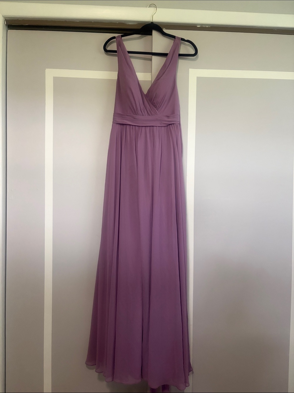Azazie Mauve Sleeveless V-Neck Chiffon Maxi Dress
